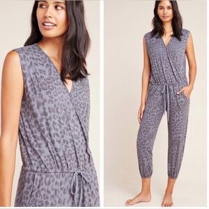 Sundry Charcoal Animal Print Jumpsuit